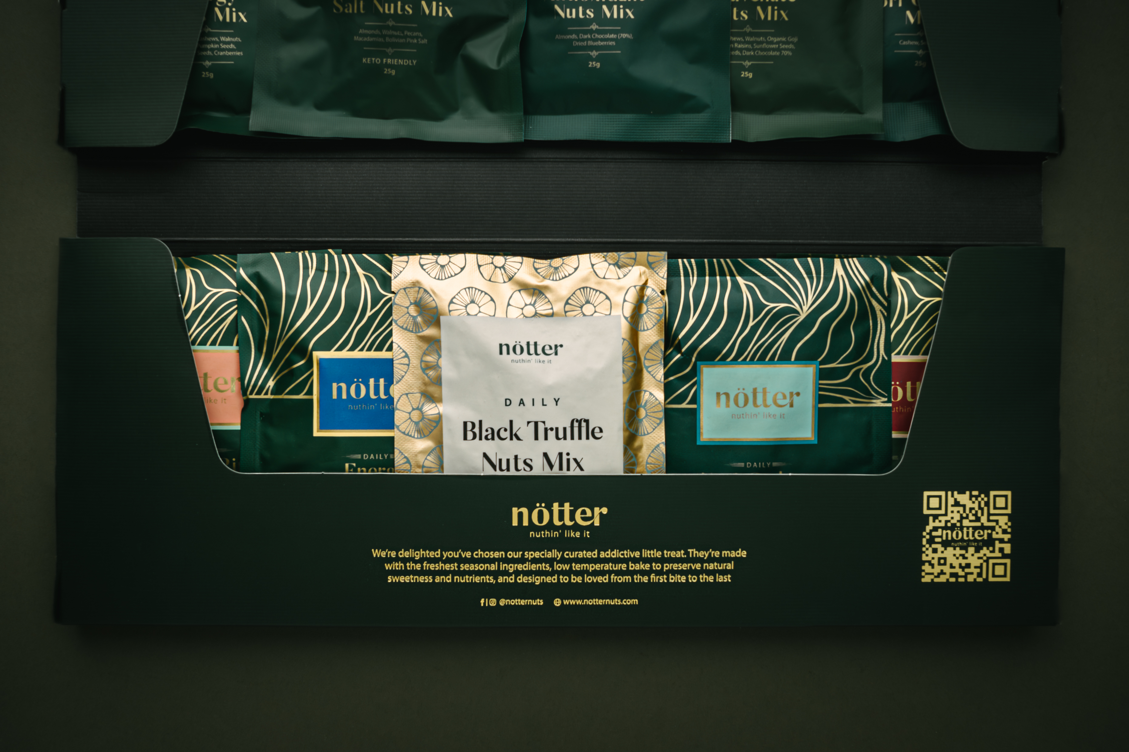 mixture of premium nuts in a stylish travel pack